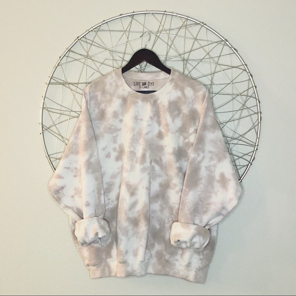 NEW tan marble tie dye crewneck